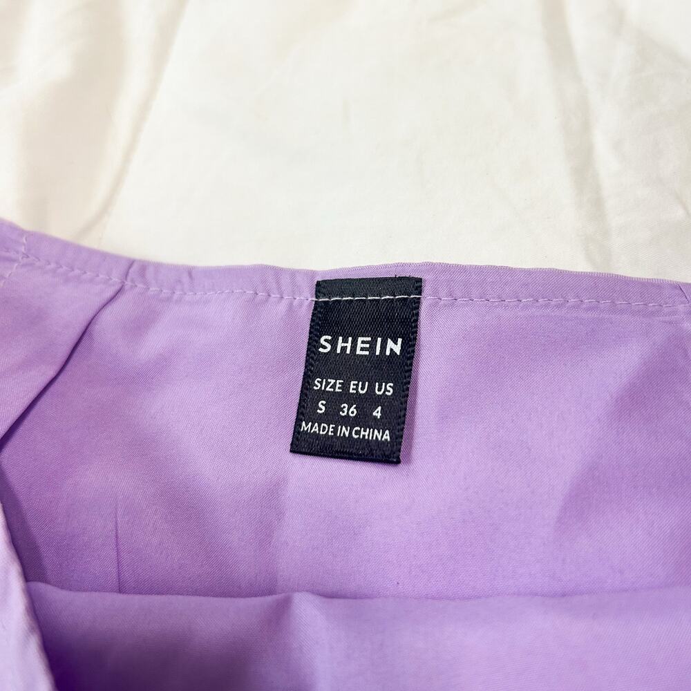 NWOT Shein Lilac Purple Mini Skirt Women’s Size Small Side Slit High Waist - Picture 3 of 7